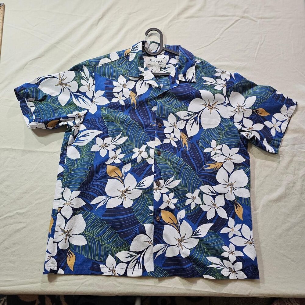 Vintage Bishop St. Apparel Tropical Floral Hawaiian Shirt Men's Size L
